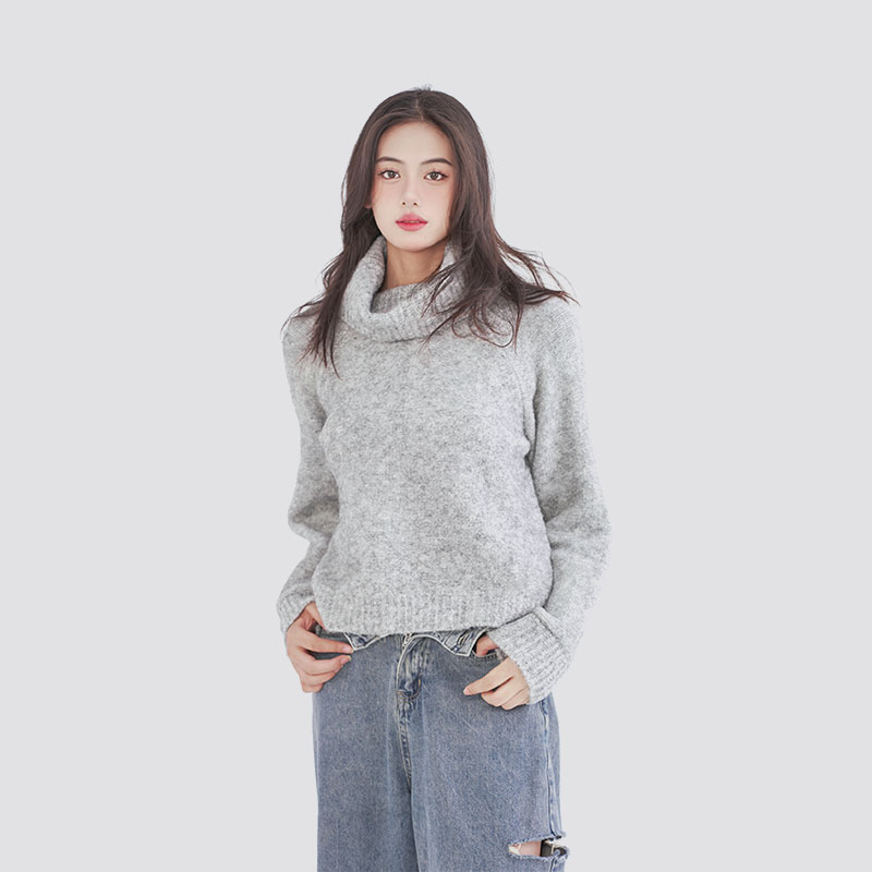 짧은 터틀넥 털이 패션 스웨터